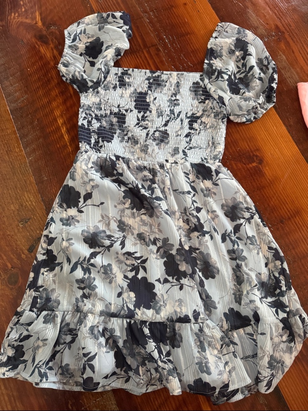 miami Black & White Floral Puff-Sleeve Mini Dress